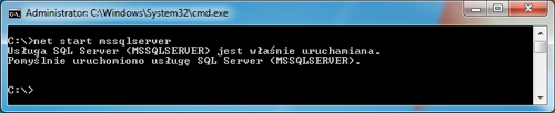 net start mssqlserver - uruchominie instancji MS SQL