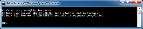 net stop mssql$instancename - zatrzymanie instancji MS SQL